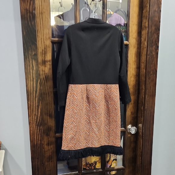 Handmade Dresses & Skirts - Black and Orange Long Sleeve Dress